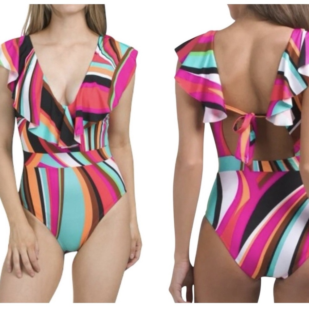 Trina Turk Multicolor Striped One Piece Swimsuit